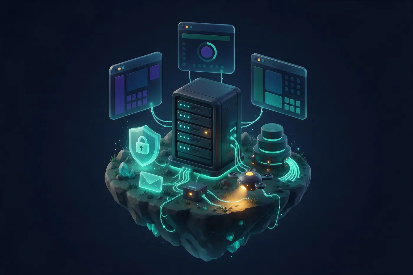 Web hosting essentials: a server with SSL security, email accounts and databases